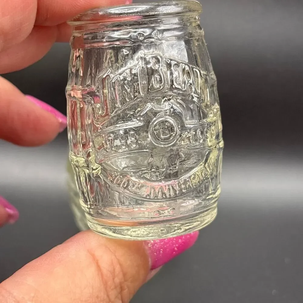 Jim Beam Barrel Shaped Toothpick Holder - Shot Glass 200th ANNIVERSARY 1795-1995